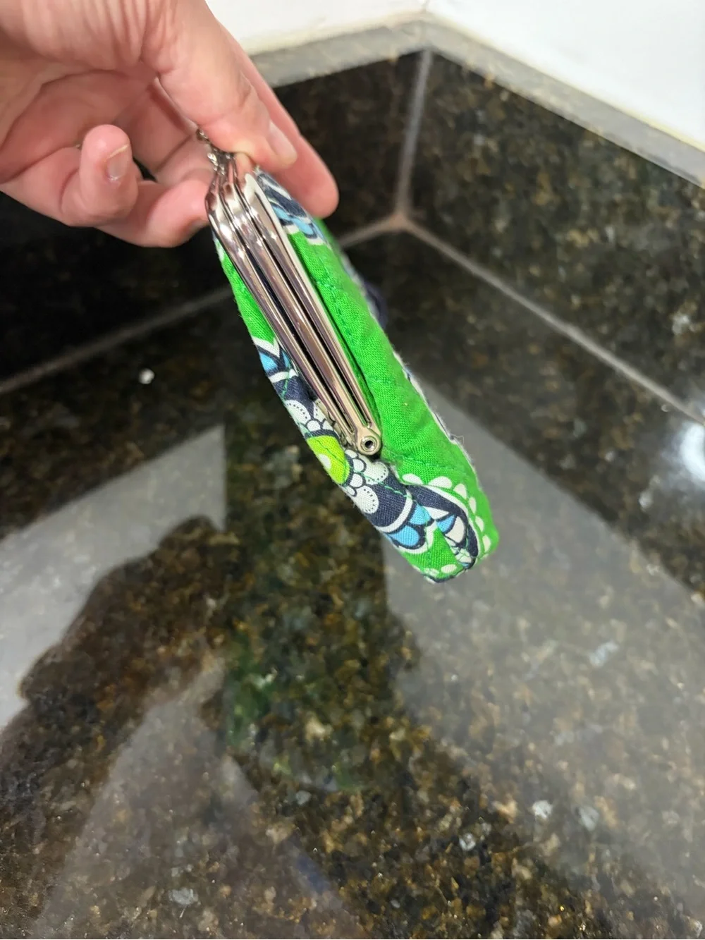 VERA BRADLEY Quilted Kisslock Clutch Wallet in retired Cupcake Green Pattern